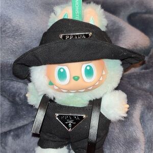 Plush Monster Doll with Black Outfit